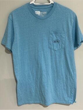 Drake Waterfowl T-Shirt Men’s Size Medium LIGHT BLUE LARGE LOGO ON BACK.